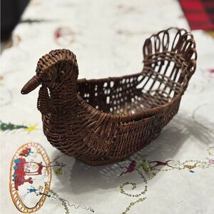 Handcrafted Brown Wicker Bird Basket